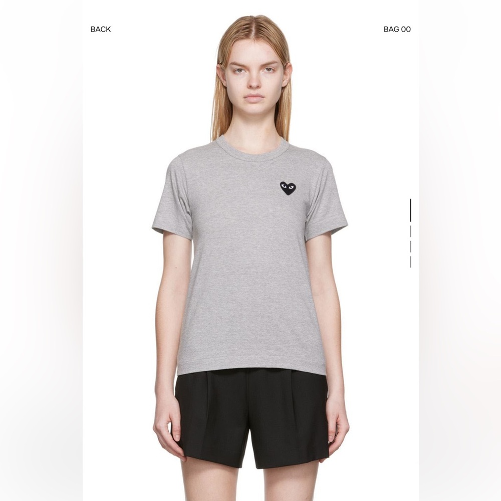 Comme des Garcons PLAY Gray T-Shirt with Black Heart Logo